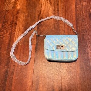 Iridescent Blue Quilted Crossbody Bag